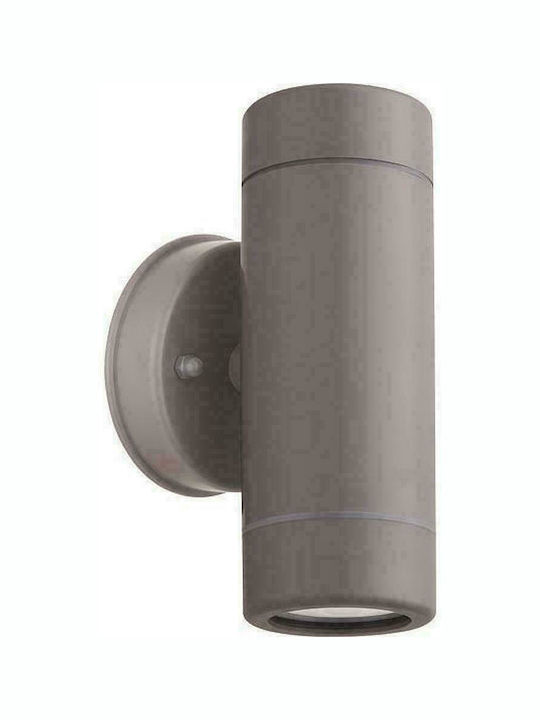 EUROLAMP 145-82056 ΑΠΛΙΚΑ ΤΟΙΧΟΥ UP-DOWN GU10 ΓΚΡΙ