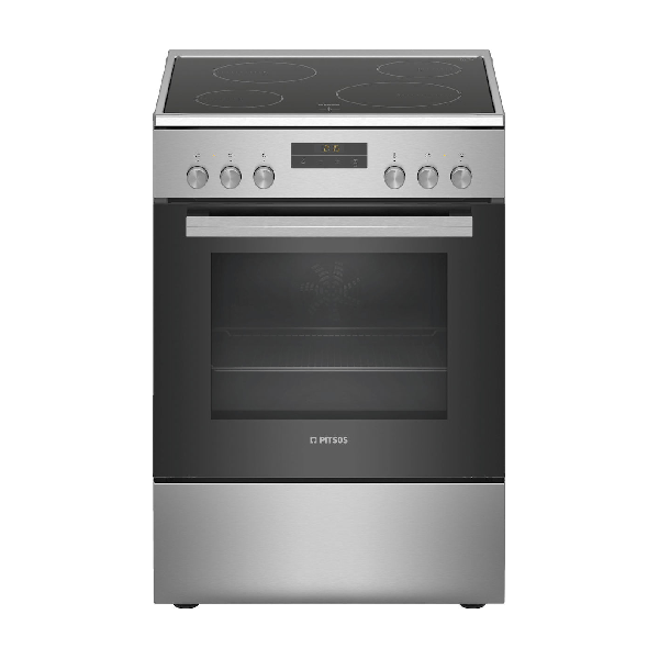 PITSOS PHN039150 ΚΟΥΖΙΝΑ 66LT ΜΕ ΚΕΡΑΜΙΚΕΣ ΕΣΤΙΕΣ Π60ΕΚ. INOX