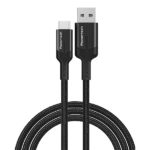 POWERTECH BRAIDED PTR-0134 ΚΑΛΩΔΙΟ USB-C MALE - USB-C 60W ΜΑΥΡΟ 1M