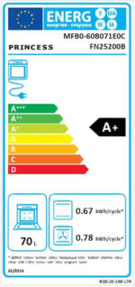PRINCESS FN25200B ΦΟΥΡΝΟΣ ΑΝΩ ΠΑΓΚΟΥ 70LT ΧΩΡΙΣ ΕΣΤΙΕΣ Π55.8ΕΚ. ΜΑΥΡΟΣ - Image 2