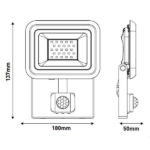 EUROLAMP 147-69634 ΠΡΟΒΟΛΕΑΣ LED 20W ΜΕ ΑΝΙΧΝΕΥΤΗ ΚΙΝΗΣΗΣ 4000K ΜΑΥΡΟΣ