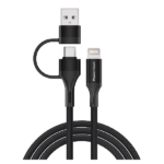 POWERTECH PTR-0159 CABLE BRAIDED USB-C TO LIGHTNING 27W ΜΑΥΡΟ 1.5M