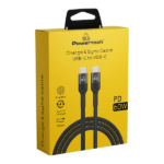 POWERTECH PTR-0130 BRAIDED USB 3.0 CABLE USB-C MALE - USB-C 60W ΜΑΥΡΟ 1M